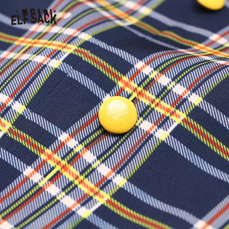 Женский винтажный клетчатый костюм ELFSACK повседневный двубортный без рукавов с v