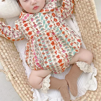 

0-2 Years Old Baby Doll Collar Romper 2020 Autumn Baby Little Flower Ethnic Style Long-sleeved Bodysuit Kids Clothes
