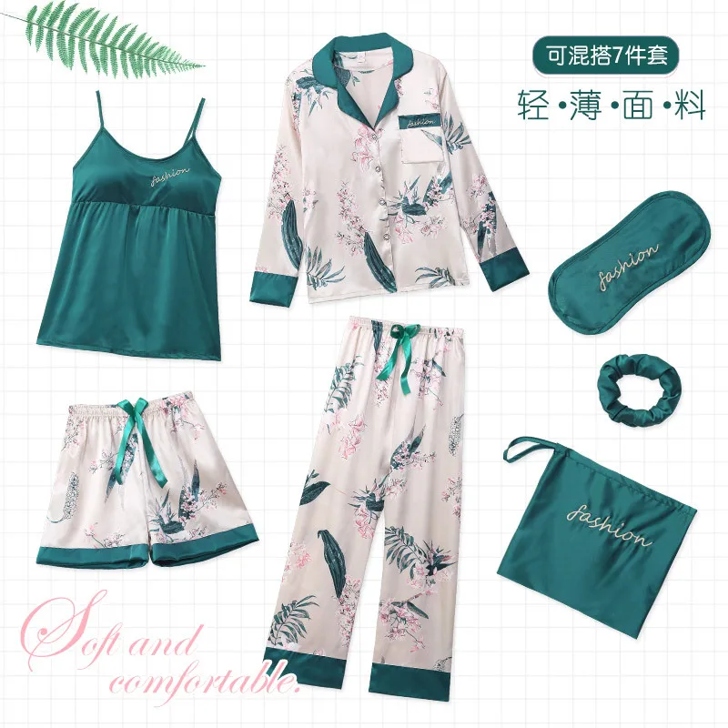 

According to Feminine Spring And Autumn Pajamas Women's Summer Korean-style Camisole Cardigan Long Sleeve with Chest Pad Seven C