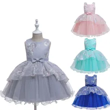Летнее платье-пачка для девочек, платья детская одежда свадебное платье с цветочным узором для девочек костюмы для вечеринки в честь Дня Рождения, детская одежда