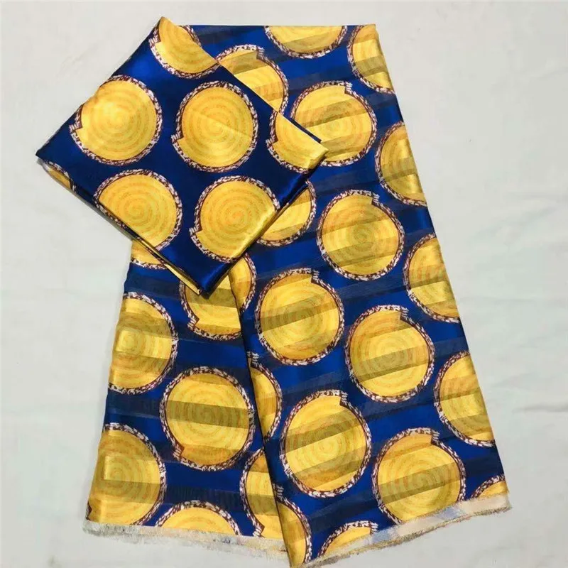 Hot sale Gahna Style satin silk fabric with organza ribbon African wax design XM102101
