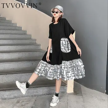 

Loose Plus Size Loose Dress Fashion Print Letter Pleated Pullover Small Fresh Casual Style 2020 Spring Minority Dress ZLL5015