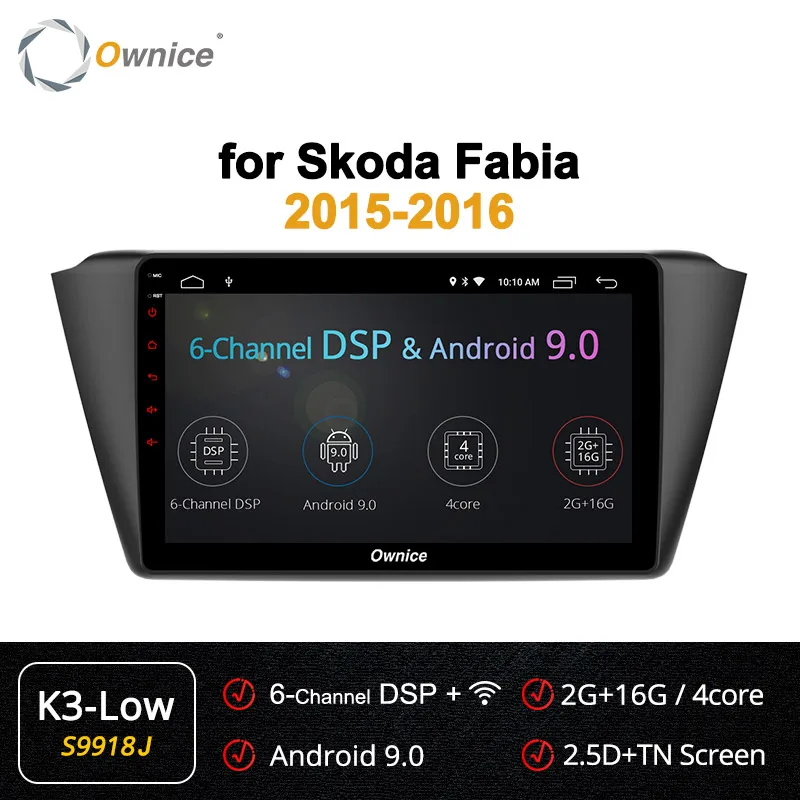 Ownice k3 k5 k6 Octa 8 ядерный Andoid 9,0 360 панорама автомобильный Радио плеер gps навигация для Skoda Fabia 4G LTE оптический DSP - Цвет: S9918 K3-Low