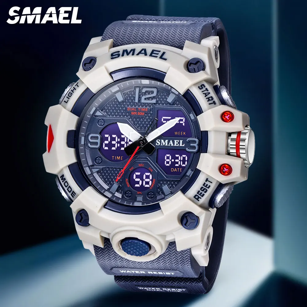 SMAEL Digital Watch for Men Military Sports Chronograph Quartz Watches Blue Waterproof Stop relogio masculino часы мужски |