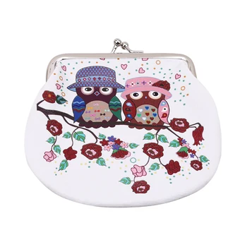 

Girl Retro Vintage Owl Print Coin Purse Hasp PU Leather Hasp Clutch Card Holder Key Coin Money Bag PU Leather Coin Purse