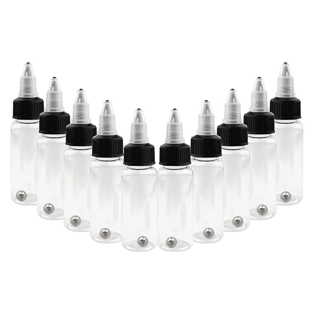 5-10pcs 30/50/60/120/250ml Recyclable Clear Tattoo Airbrush Ink Pigment Bottles Empty Bottle Container For Tattoo Ink Color 2