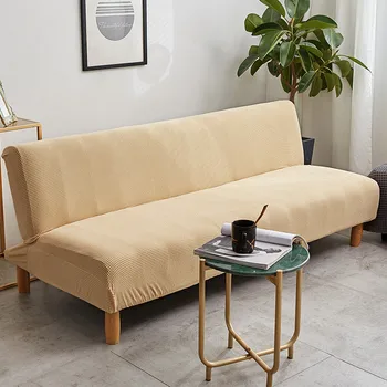 

Folding knitted Sofa Cover Corn Velvet Cover Without Armrests Solid Color Soft High Quality All-inclusive Elastic Slipcover