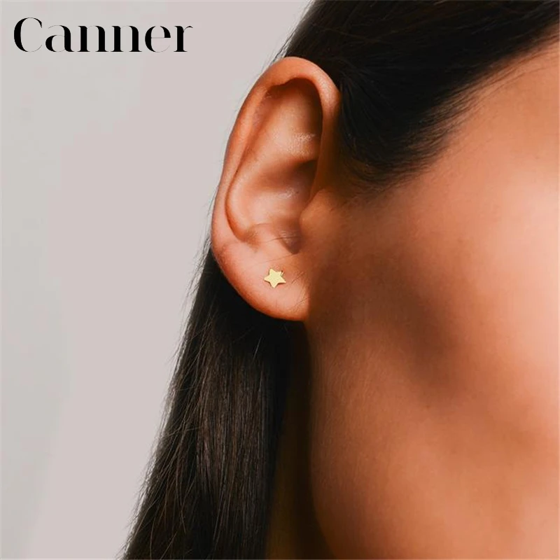 

Sweet Cute Gold Silver Stud Earrings for Women Simple 925 sterling silver Sparkling star Earrings Fashion Jewelry Party Gift