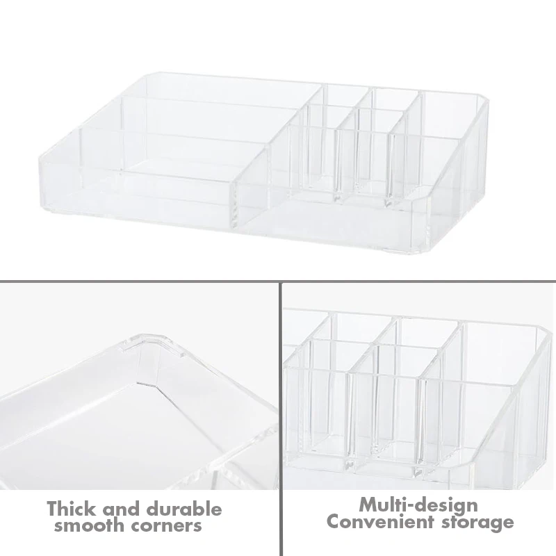  Acrylic Makeup Organizer Cosmetic Plastic Storage Box Desk Bathroom Cosmetic Storage Case Office Or