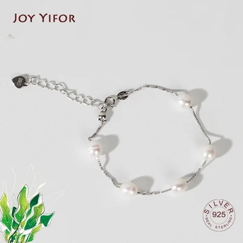 

Genuine 925 Sterling Silver Bracelet For Women 7-8mm Natural Freshwater Pearl jewelry 4 Colours