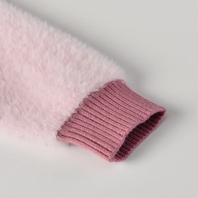 IYEAL/свитера для девочек зимняя одежда стильный свитер с имитацией норки Теплые Топы для малышей от 1 до 4 лет, пальто детские свитера