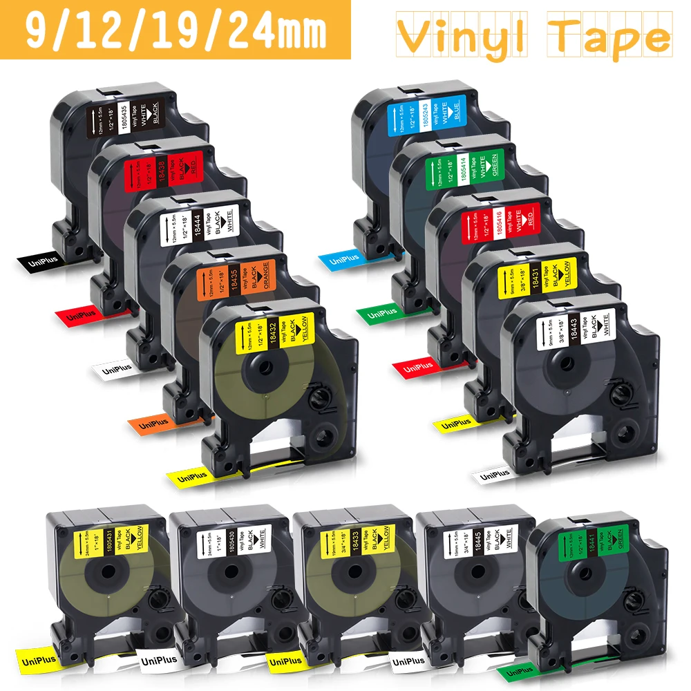 Uniplus 18444 18431 18443 Fit Dymo Rhino Label Tape Nastro Industriale In Vinile 18432 18445 18433 Per Dymo Label Maker 5200 4200 6000