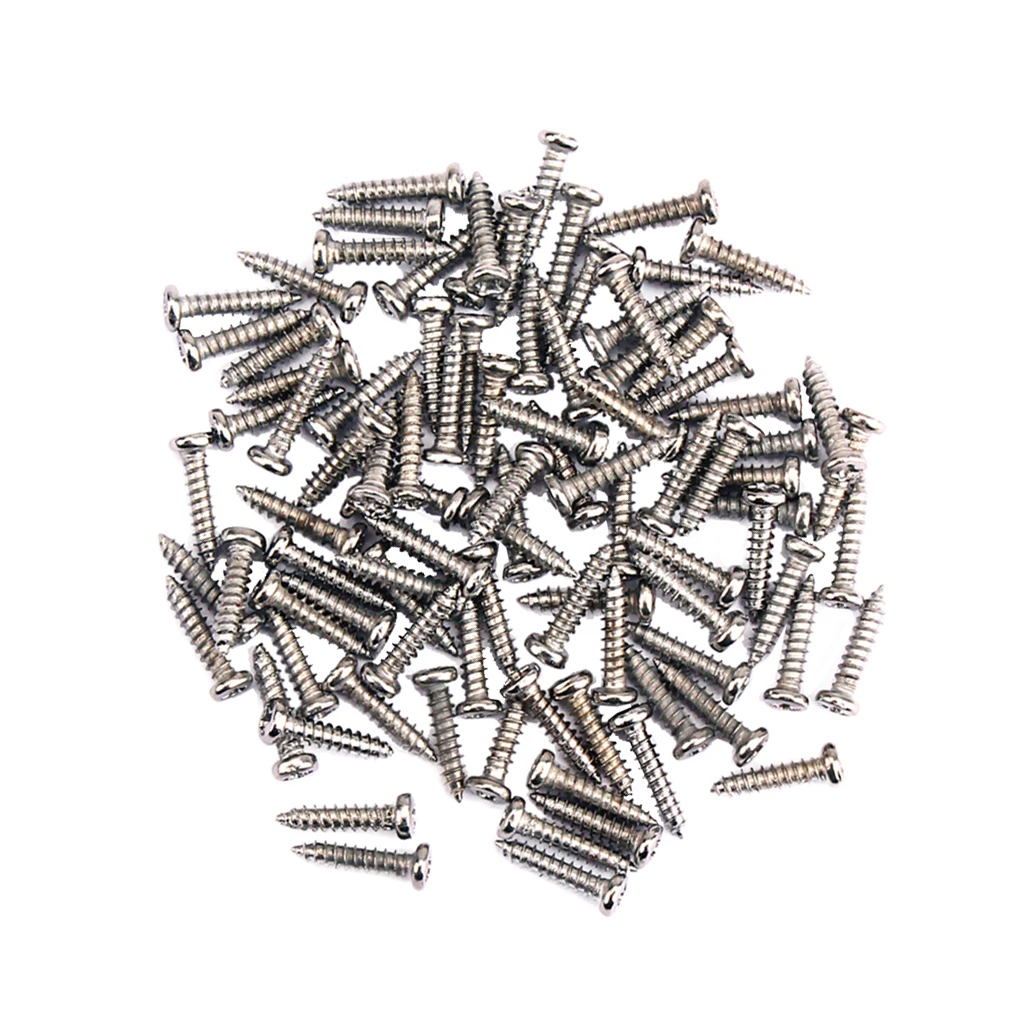 100 Pieces Iron Tuning Peg Tuner Mounting Screws for Guitar Bass Ukulele Mandolin Parts M2.2