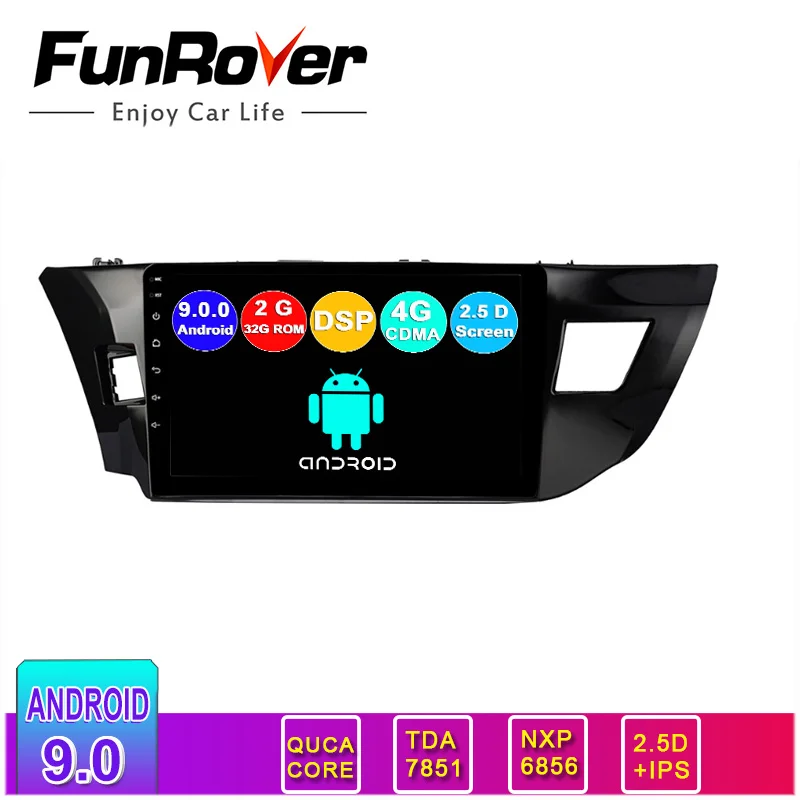 

FUNROVER android 9.0 IPS+2.5D 2 din car dvd multimedia player car radio For Toyota Corolla 2013-2016 navigation stereo RDS GPS