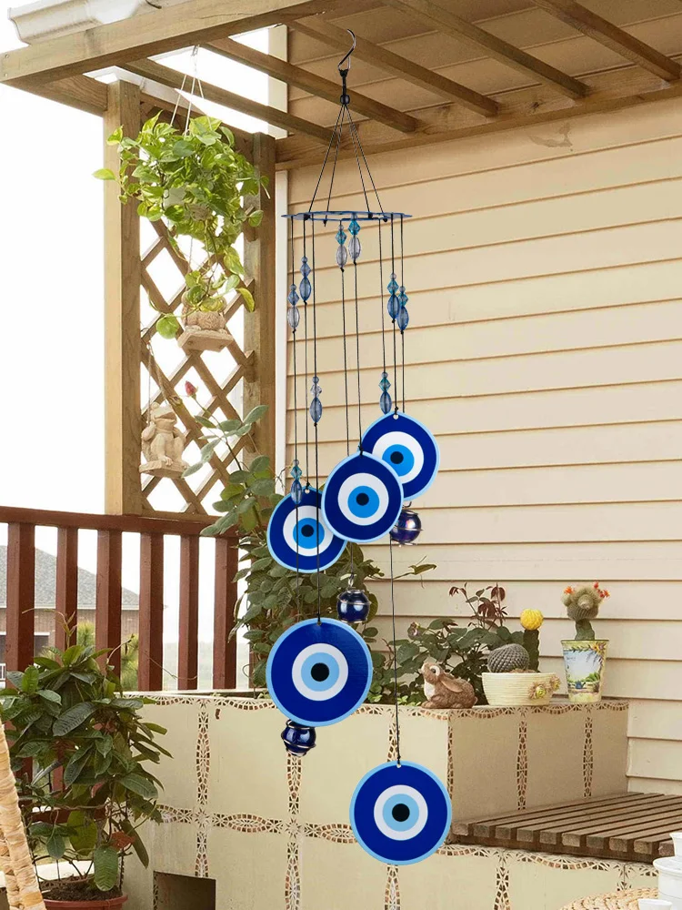 Turkish Wind Chimes Blue Turkey Evil Eye Amulet Protection Wall Hanging