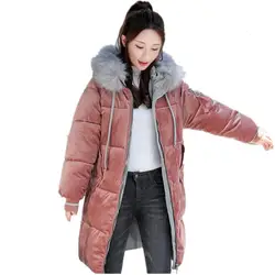 2019 Женская куртка, парка, Женская Стеганая куртка, розовая теплая верхняя одежда, толстое повседневное бархатное зимнее пальто, женские