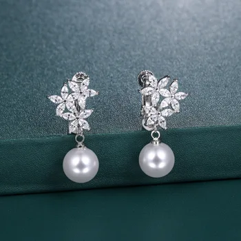 

Luxury Fashion Design For Women Flower-shape Long Earring AAA Zirconia Multicolors Choice In Party Dazzling Ornament