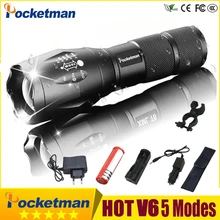 Супер яркий тактический фонарь водонепроницаемый перезаряжаемый светодиодный фонарик 5 режимов T6 V6 linterna фонарь 18650 мощный аккумулятор 30