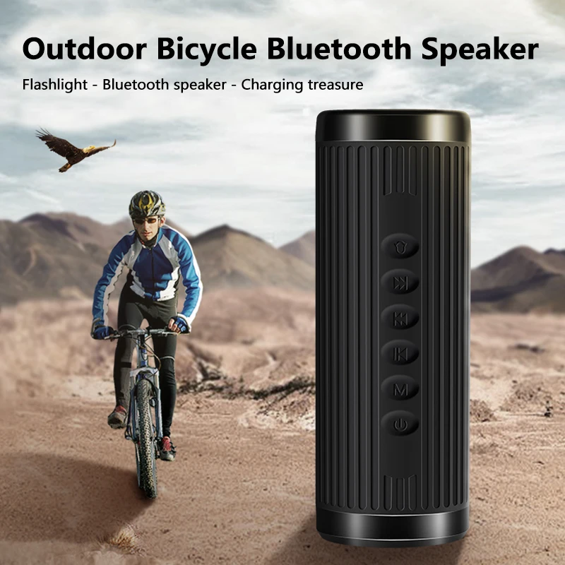 Poderoso ao ar Portátil sem Fio Livres + Banco de Potência Montagem da Bicicleta Bluetooth Alto-falante Livre Coluna Boombox Mãos Lanterna x3 Led