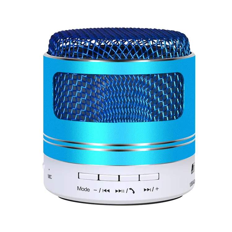 Синий Высококачественная железная Bluetooth Колонка hifi цветной светодиодный беспроводной портативный мини-динамик для TF карты fm-радио MP3 с микрофоном Звонки - Цвет: Синий