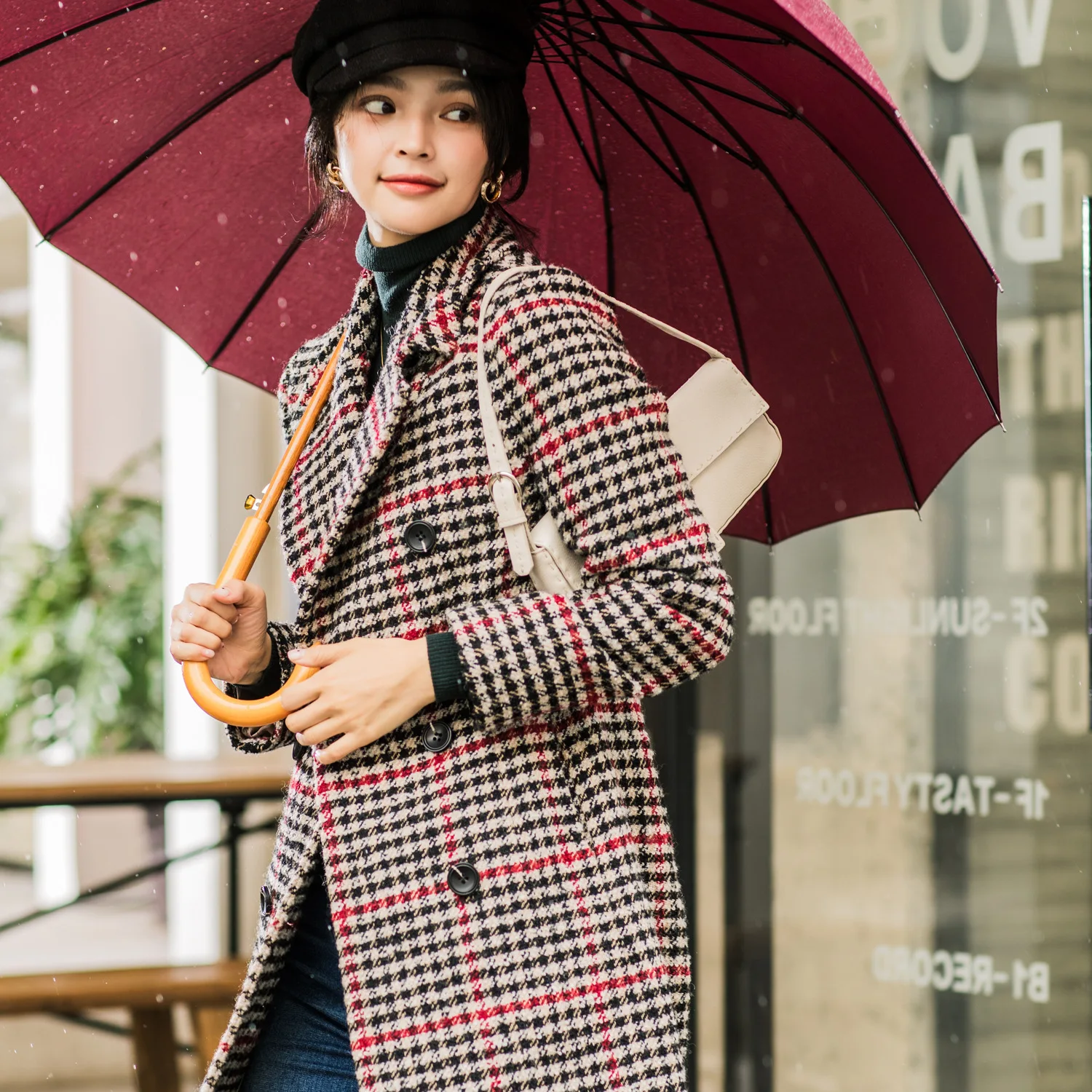 Manteau Veste Femme Hiver Зимняя шерстяная Длинная накидка Женская клетчатая Корейская куртка женская s пальто Vadim Abrigo Mujer Zaful Kawaii YL275