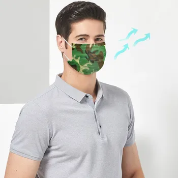 

50PC Camouflage Disposable Facemask Industrial 3Ply Ear Loop Non-waven Breathable Adult Protective Face Cover A50