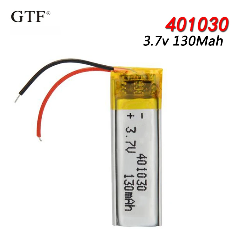 

401030 3.7V 130mAh Li-polymer li ion battery for MP3 MP4 MP5 DVD toy mobile bluetooth earphone lipo Rechargeable cell