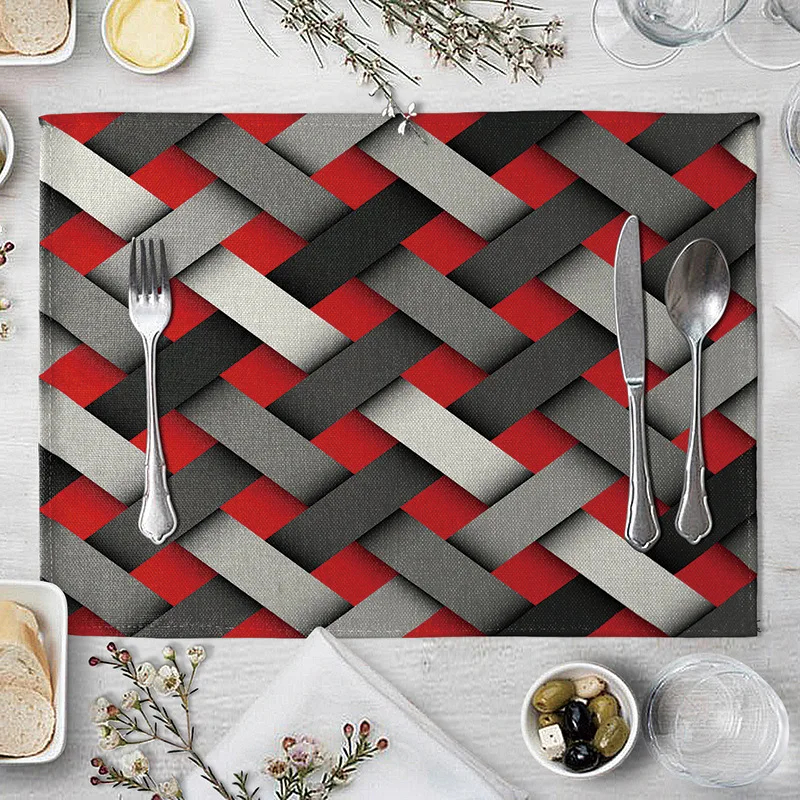 Colorful Geometric Lattice Placemat Fabric Coaster Table Decoration Mat Kitchen Manteles individuales Onderzetter