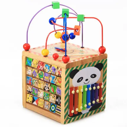 

Wood Multi-functional Large Bead-stringing Toy Treasure Chest Toy Children Intelligence Beaded Bracelet 1-4-7-Year-Old