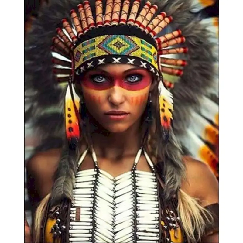 

Indigenous People Woman DIY oil painting by numbers Hand Painted On Canvas Unique Acrylic pictures For Home Decor Art gifts