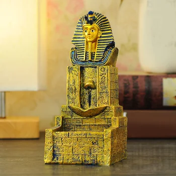 

Office Egyptian Pharaoh King Home Decor Aromatherapy Resin Waterfall Backflow Craft Gift Incense Burner Meditation Censer Holder