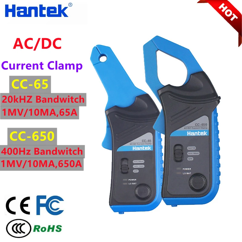 Hantek CC-65 CC-650 Current Clamp Oscilloscope Probe with BNC Plug 20KHz/400Hz for 6022BE 1008C AC/DC Токоизмерительный зонд oscilloscope probe