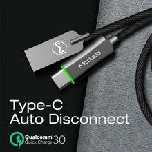 Mcdodo кабель usb type C QC3.0 кабель для быстрой зарядки для huawei Xiaomi samsung S10 9 автоматическое отключение зарядного устройства usb-кабель type C