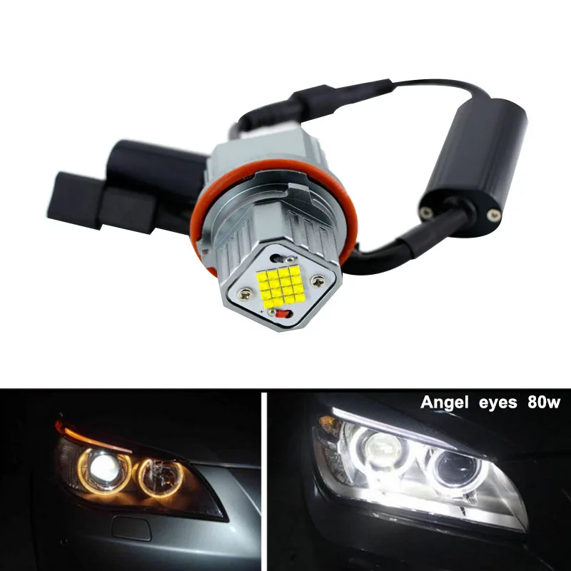 2 шт. 80 Вт белый ангельские глазки светодиодный габаритный светильник s супер яркий автомобильный передний светильник лампа головной светильник для BMW E39 E53 E83 E60 E61 E64