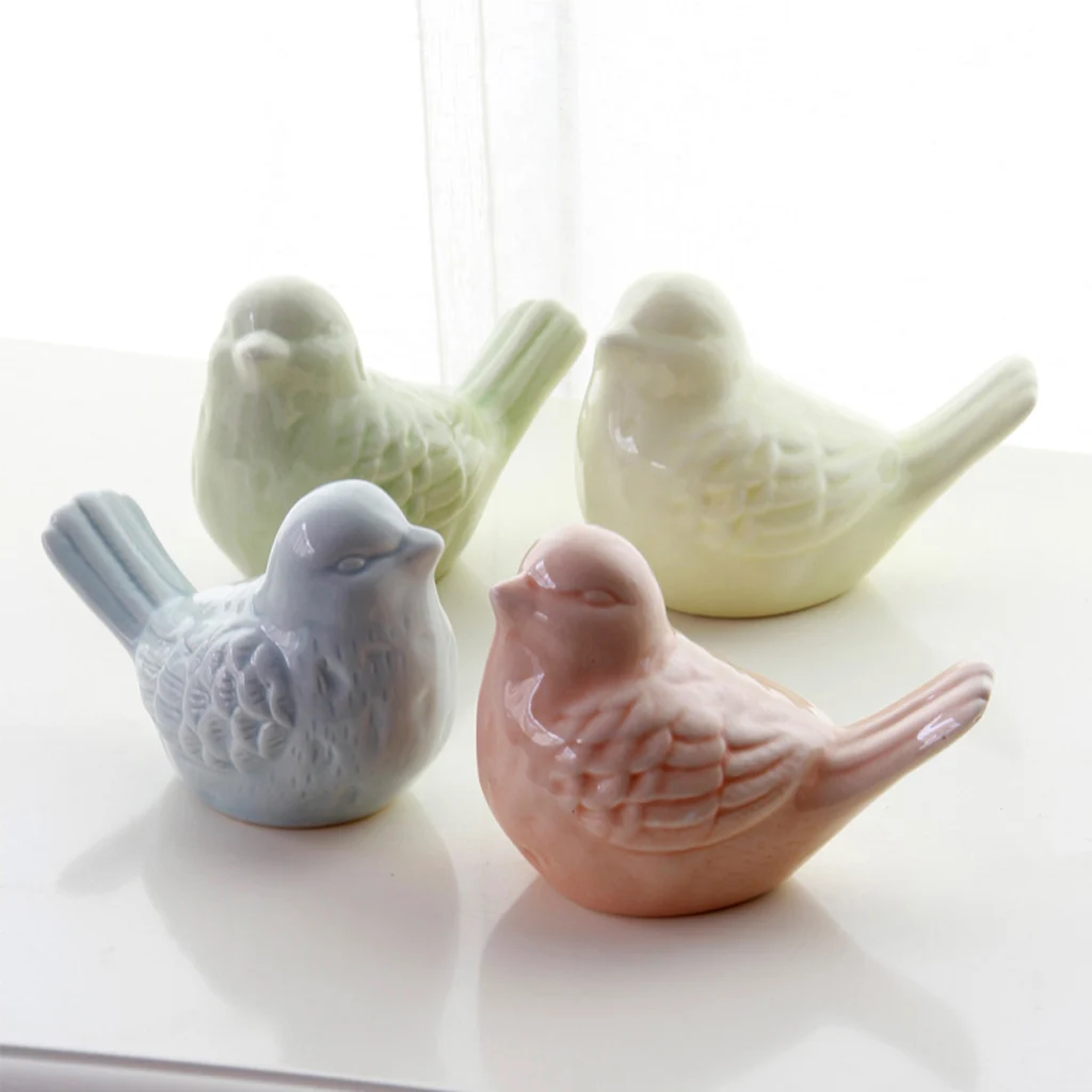 European Pastoral Ceramic Ornaments Color Bird Magpie Crafts Glossy Multicolor Chubby Little Vivid Figurine Home Decor | Дом и сад