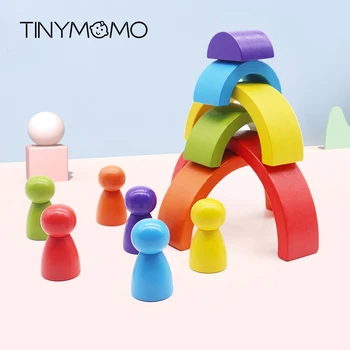 

Baby Toys Montessori 6PC Rainbow Building Blocks Wooden Toys For Kids Preschool Teaching Aids Educational Blocks For Children