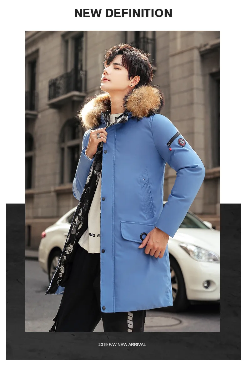 Зимняя Толстая мужская куртка средней длины с подкладкой размера плюс, ветрозащитная теплая куртка с капюшоном, парка