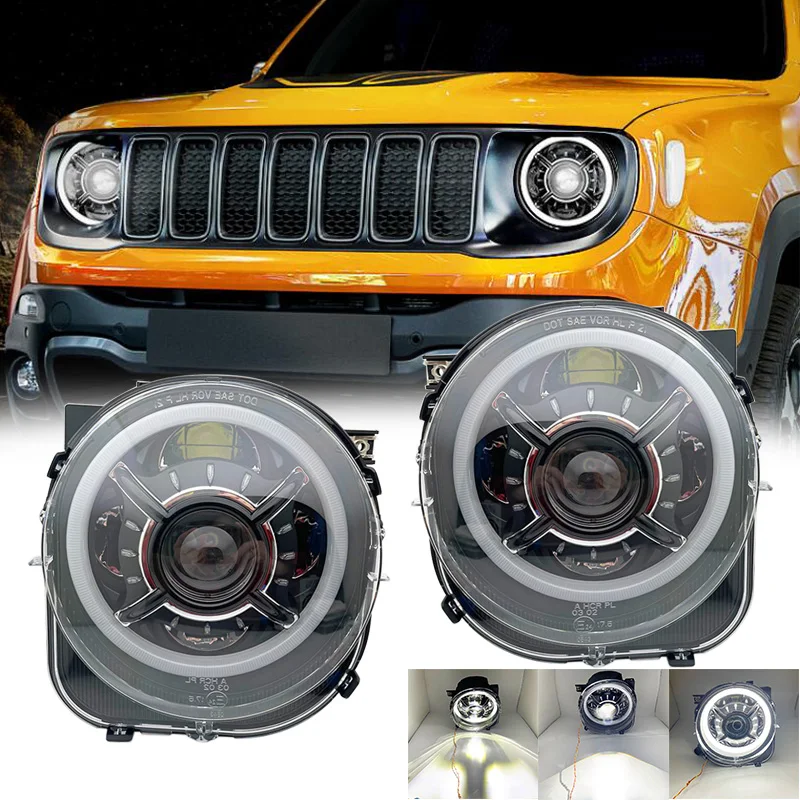 

Тюнинг автомобиля чехол для jeep Renegade фары для Renegade светодиодный фары DRL линзы HID Ксеноновые аксессуары для фар
