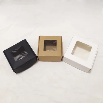 

5pcs/lot Transparent PVC Window Soap Boxes Small Kraft Paper Box Jewelry Gift Packaging Box Wedding Favors Candy Box