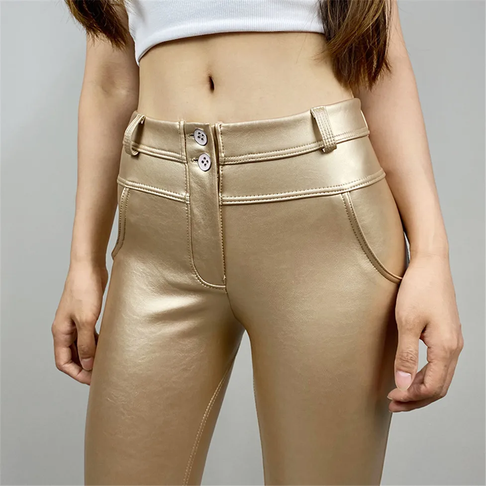 Gold Color Shiny Jeans - Saman Butik | Shop Online