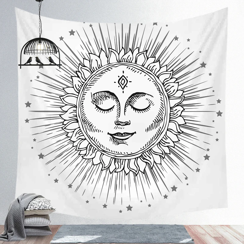 Sunshine Tarot гобелен в богемном стиле покрывало в стиле хиппи декор в общежитии цифровой звездный узор одеяло фон ткань в скандинавском стиле