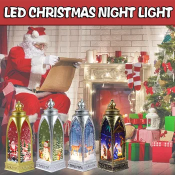 

LED Christmas Candle with Holder LED Tea light Candles Cages Elk Santa Claus Printing Candlestick Christmas Decor For Home