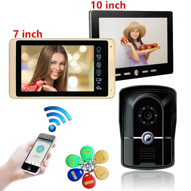 

10inch and 7inch Wired WIFI Video Door Phone Doorbell Intercom with 1000TVL Wired IR-CUT Camera Support Remote Unlock Record Sna
