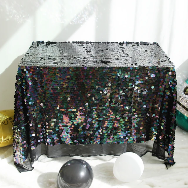 Imitation Mermaid Scales Round Sequined Tablecloth Birthday Party Background Party Decoration Dream Wedding Round Table Cover black