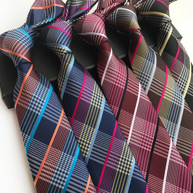 Classic 8cm Formal Tie Black Bule Striped Plaid Jacquard Necktie For Men Business Wedding Neckwear Gift Accessories Ties Gravata