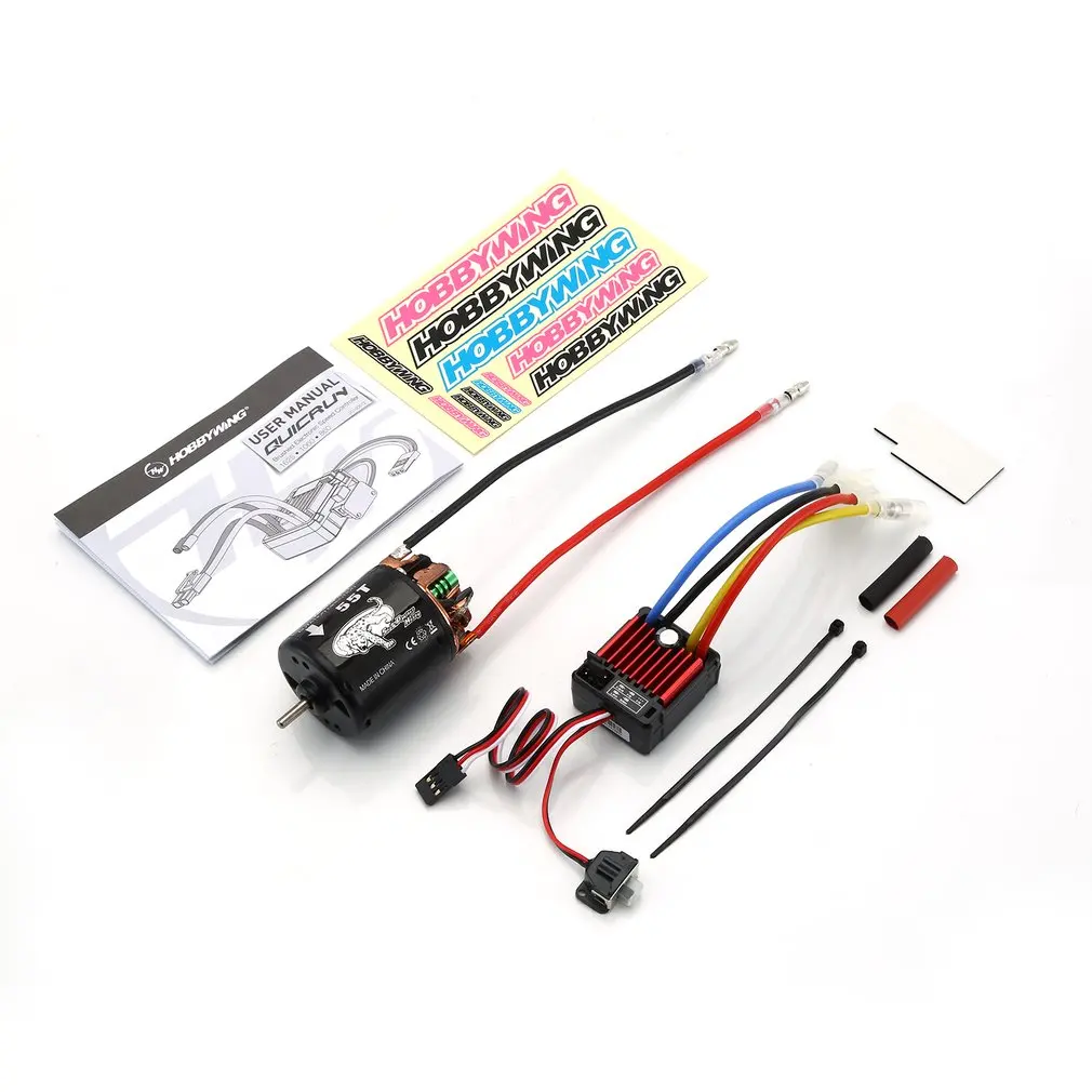 

HobbyWing Brushed Waterproof ESC Speed Controller RC Set/Kit Professional Brushed Motor Set with 540 55T Brushed Motor