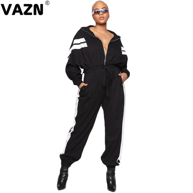 VAZN, BN-029, шикарный, новинка, Осенний сексуальный женский черный комбинезон, длинный рукав, на молнии, сплошной комбинезон, Женский Длинный комбинезон, классный комбинезон