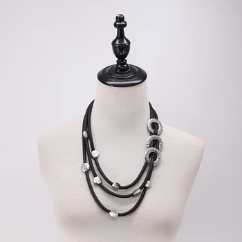 

silver gold Silicone Rubber necklace for women Layered Big Chunky Statement long Necklace Collar Mujer Colar Feminino Ketting