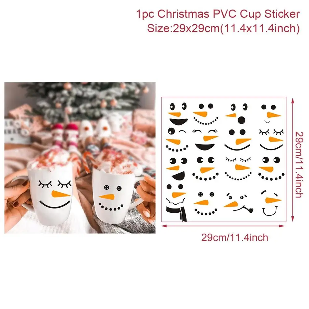 Cup sticker Рождественские украшения для дома украшения Рождественская гирлянда Санта Клаус окна Стикеры Рождество Deco de Noel год - Цвет: Cup sticker
