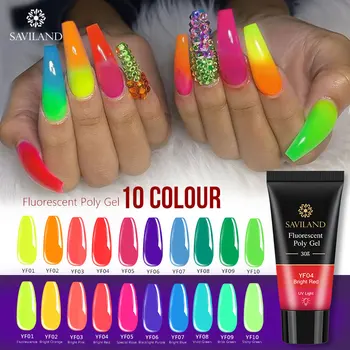 

SAVILAND 30g Poly Gel Rainbow Neon Fluorescence Nails Quick Building 15g Crystal Enhancement Slip Solution Quick Extension Gel